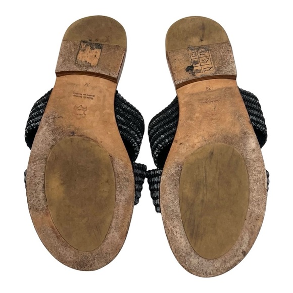 Jenni Kayne Raffia Crossover Black Slip On Casual Slide Sandals Women’s 38 - Picture 13 of 16